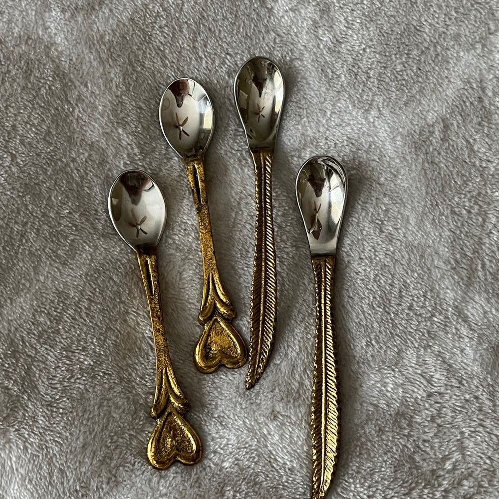 Gold and Silver Heart Handle Spoons